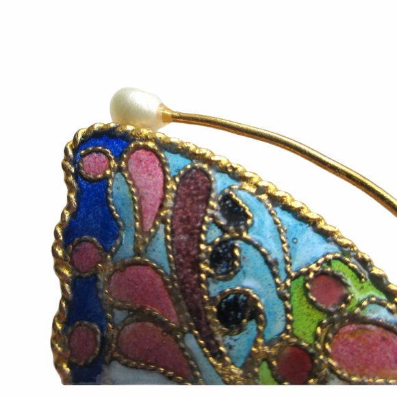 Vintage Plique ‘A Jour Enamel Butterfly Brooch - Picture 3 of 8